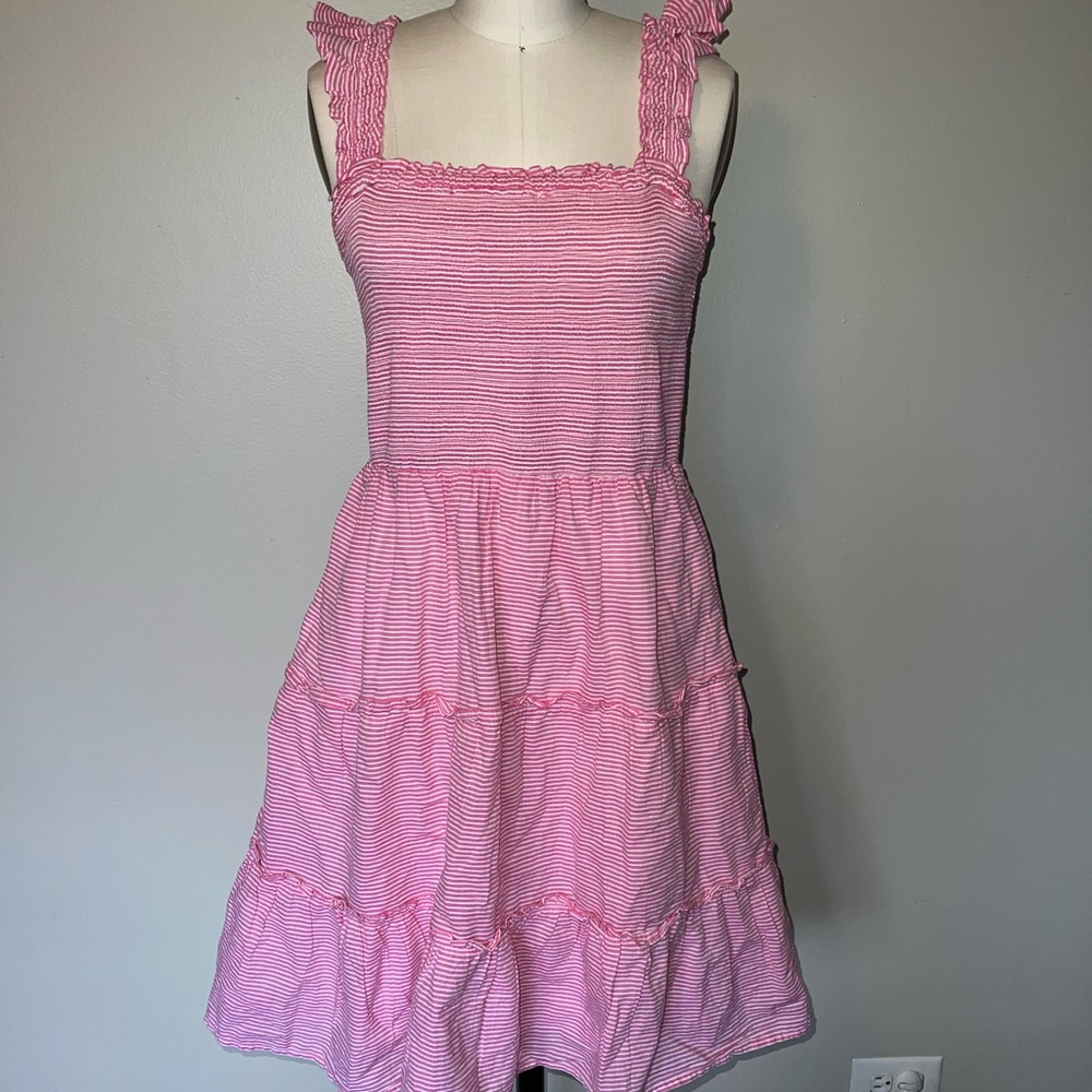 Jcrew Pink Striped Sleeveless Dress